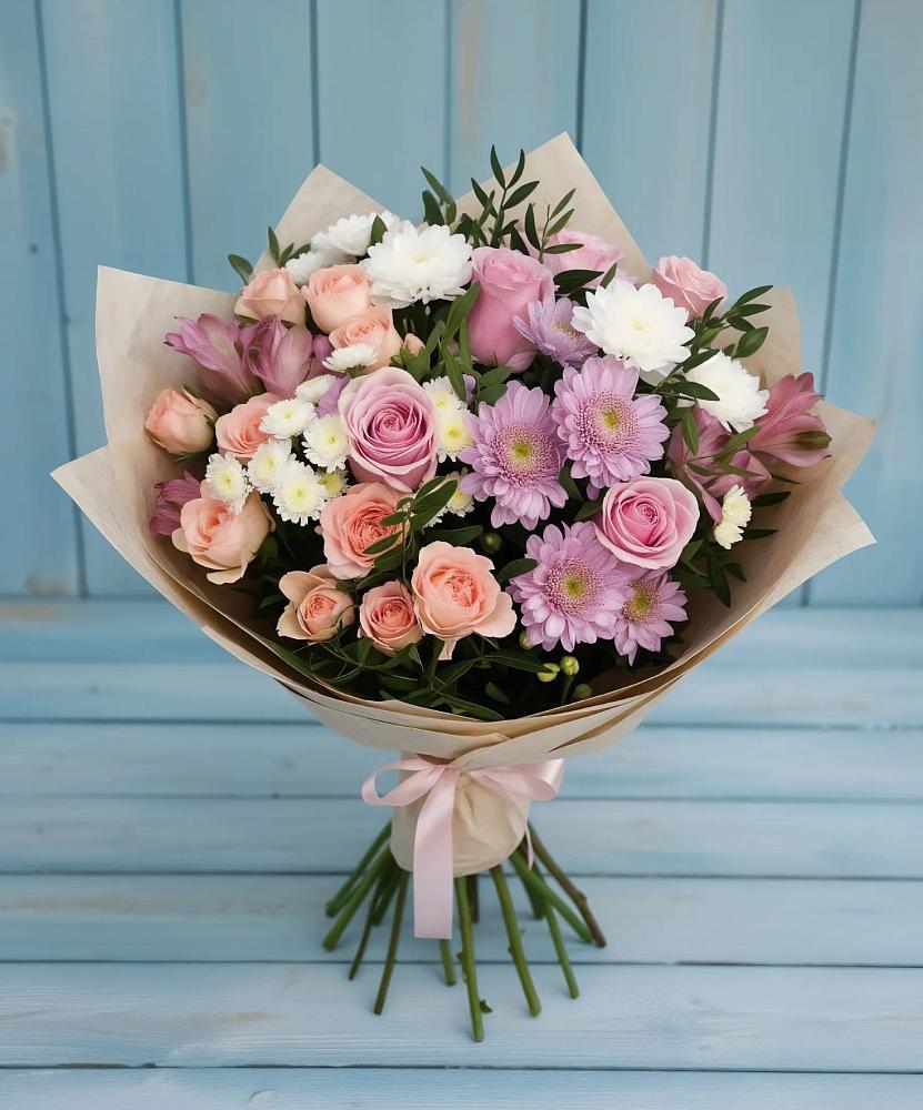Букет цветов из: Хризантемы, Розы и Альстромерии в Почепе
