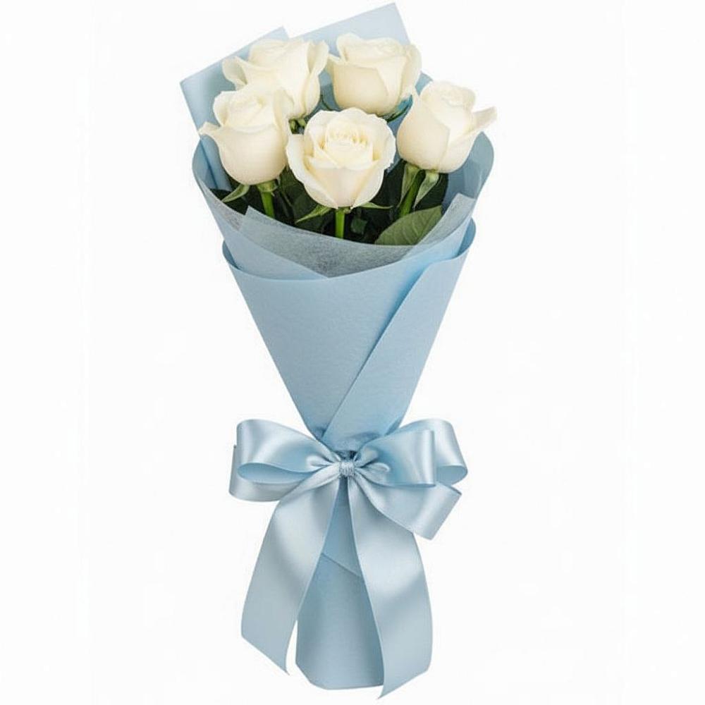 Букет 5 Белых роз Проуд в Почепе