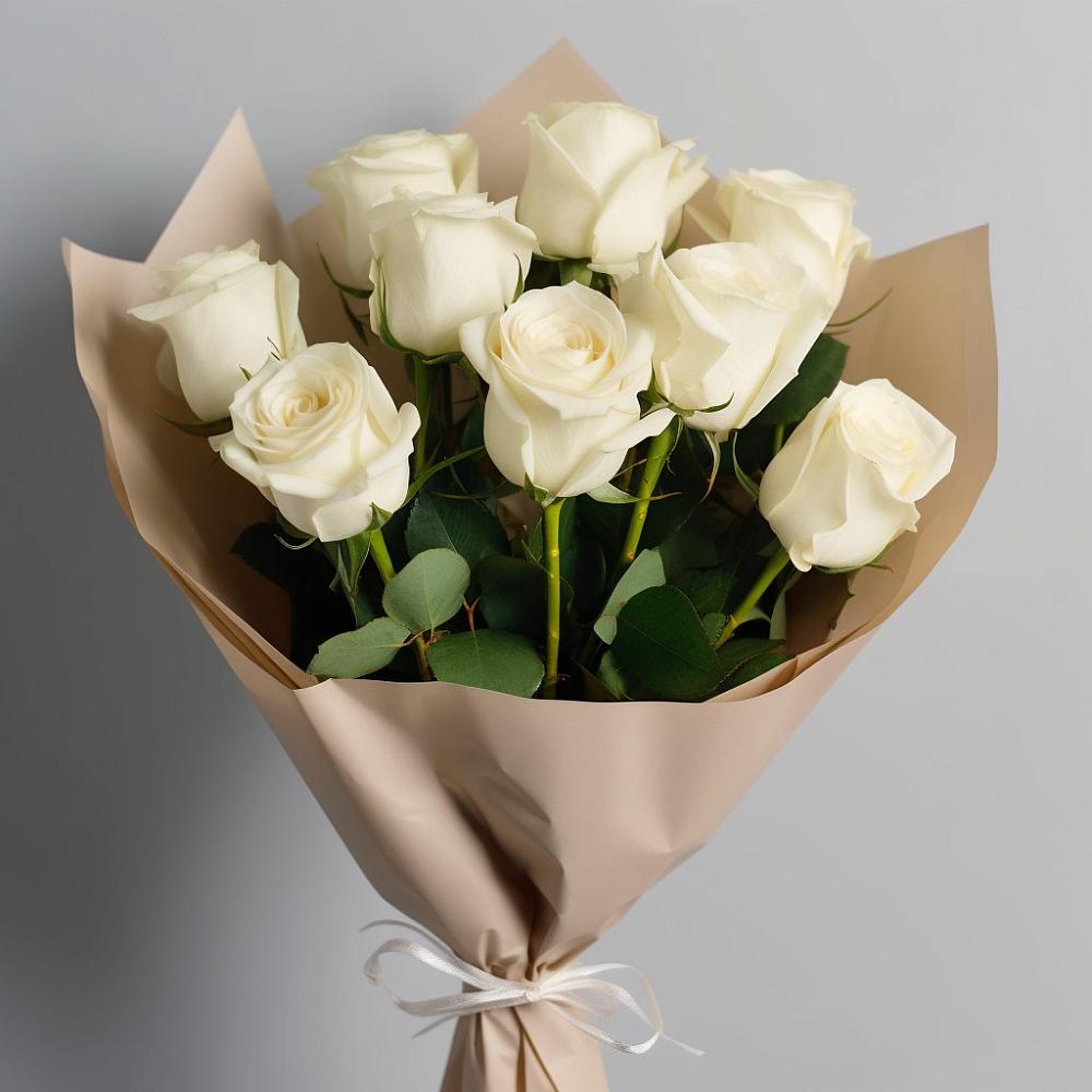 Букет 9 Белых роз Эдлесс Лав в Почепе