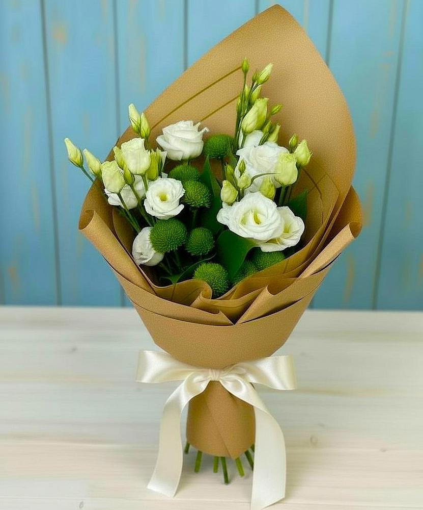 Букет цветов из: Хризантемы и Лизиантусы в Почепе