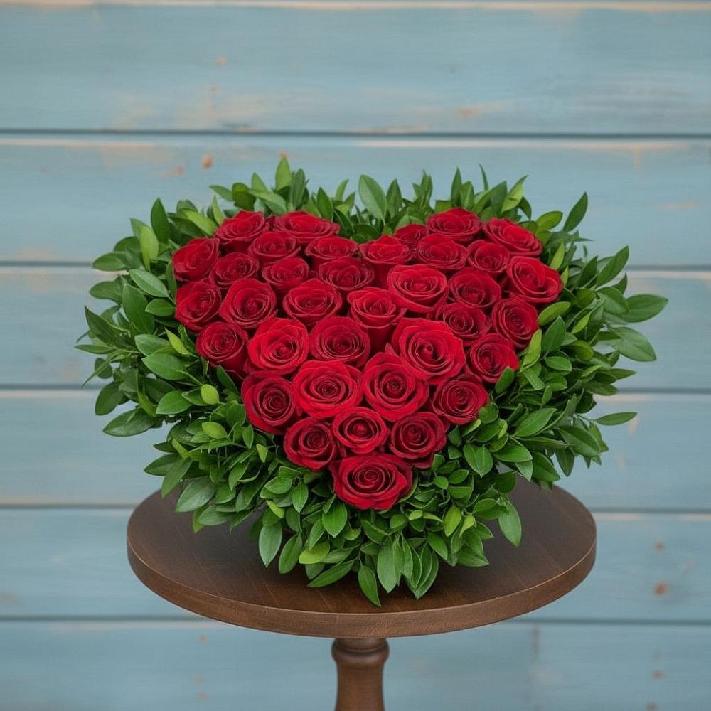 Цветочная композиция из Розы в виде сердца в Почепе