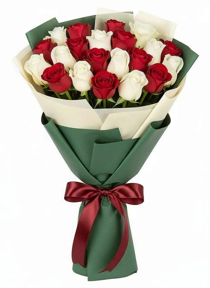 Букет Микс из красных и белых роз в Почепе
