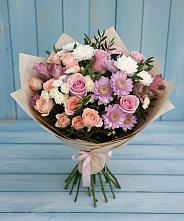 Букет цветов из:  Хризантемы, Розы и Альстромерии в Почепе