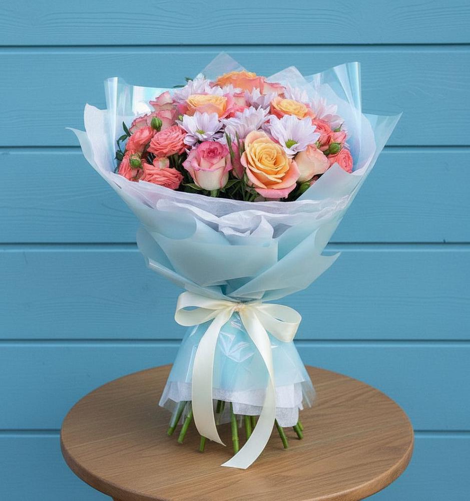 Букет цветов из: Хризантемы и Розы в Почепе